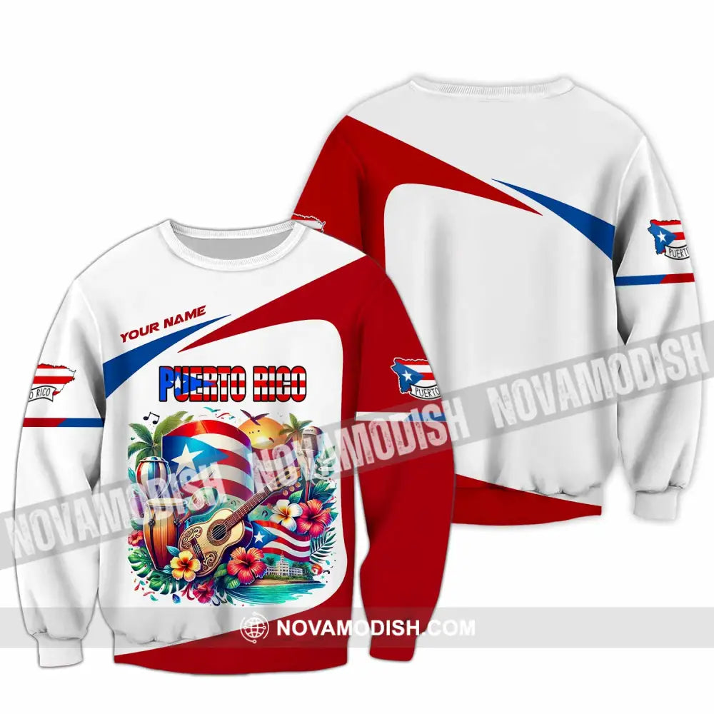 Unisex Shirt Custom Name Puerto Rico Gift For Lover Long Sleeve / S T-Shirt