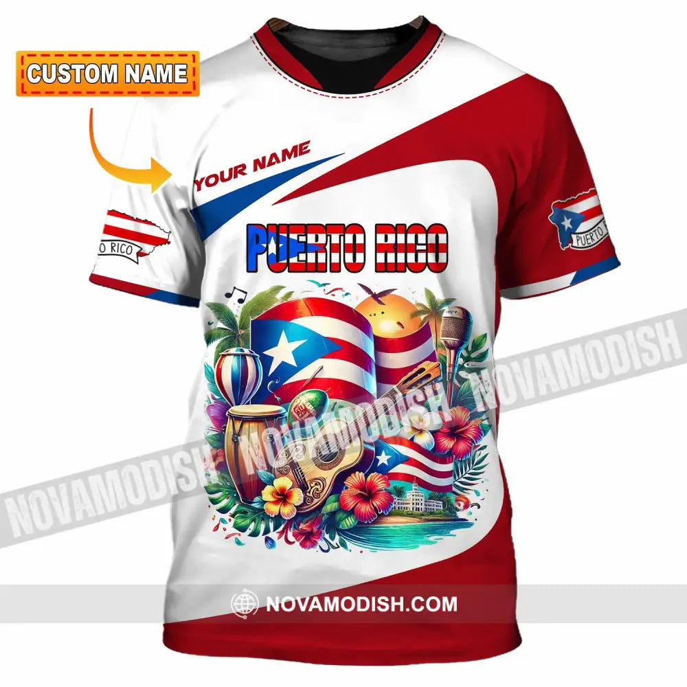 Unisex Shirt Custom Name Puerto Rico Gift For Lover T-Shirt