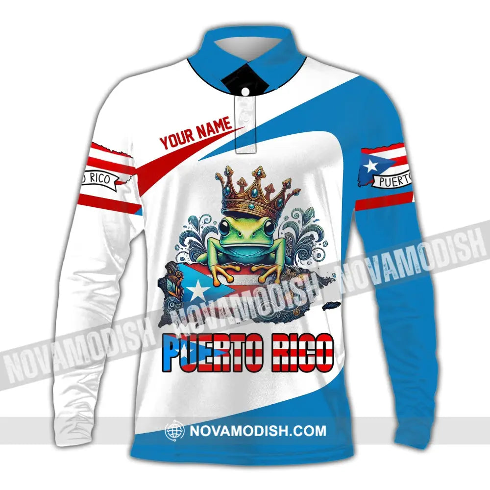 Unisex Shirt - Custom Name Peurto Rico Long Sleeve Polo / S T-Shirt