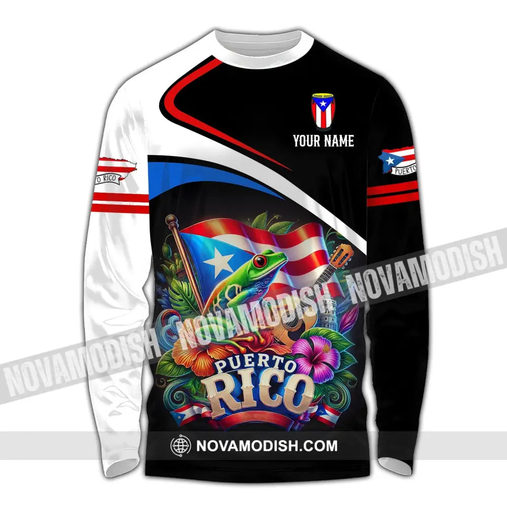 Unisex Shirt - Custom Name Puerto Rico Long Sleeve / S T-Shirt