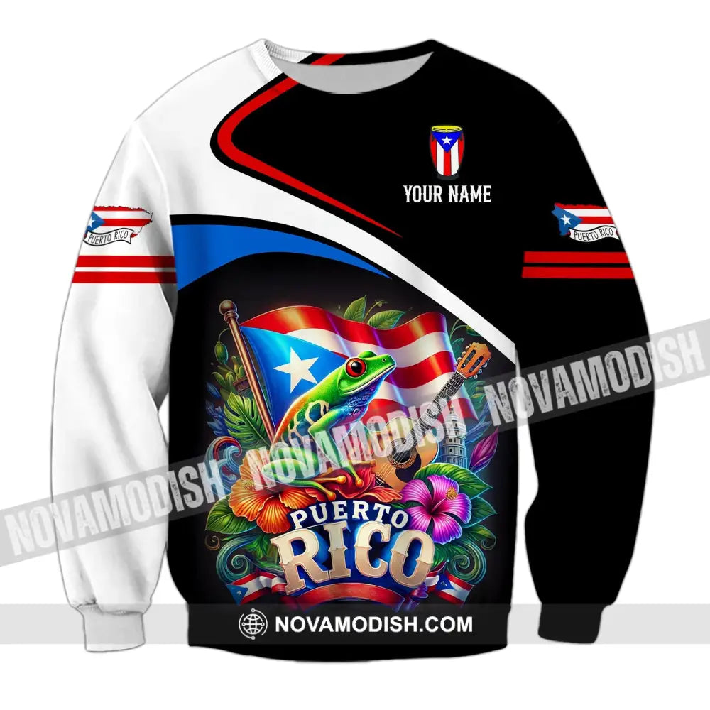 Unisex Shirt - Custom Name Puerto Rico Long Sleeve / S T-Shirt