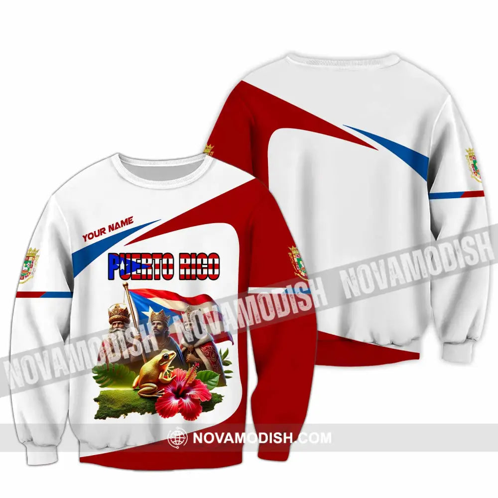 Unisex Shirt Custom Name Puerto Rico Lover Gift Long Sleeve / S T-Shirt