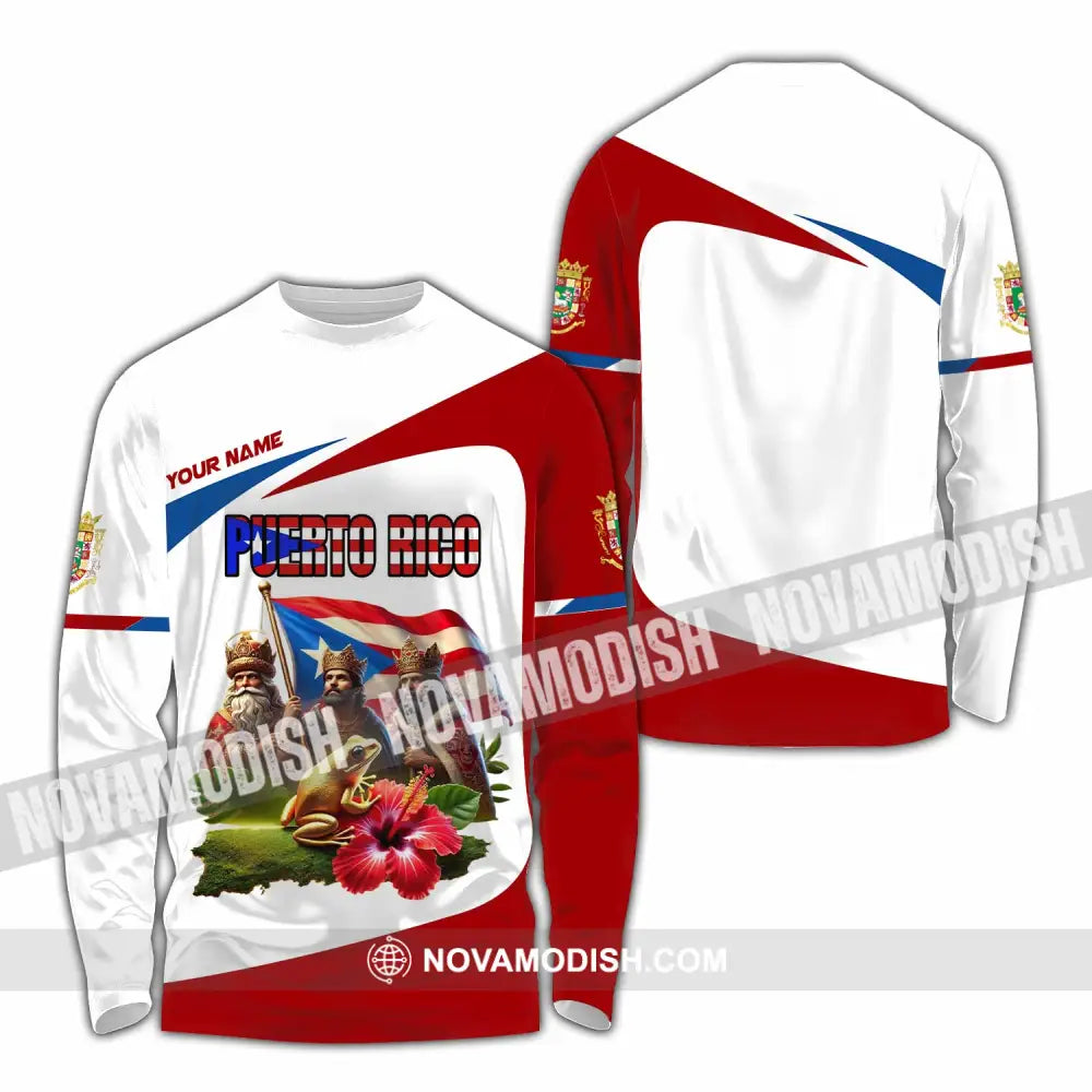 Unisex Shirt Custom Name Puerto Rico Lover Gift Long Sleeve / S T-Shirt