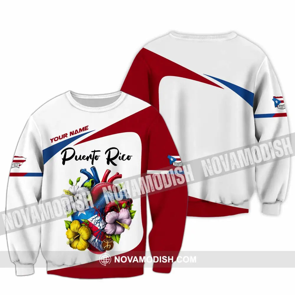 Unisex Shirt Custom Name Puerto Rico Lover Gift Long Sleeve / S T-Shirt