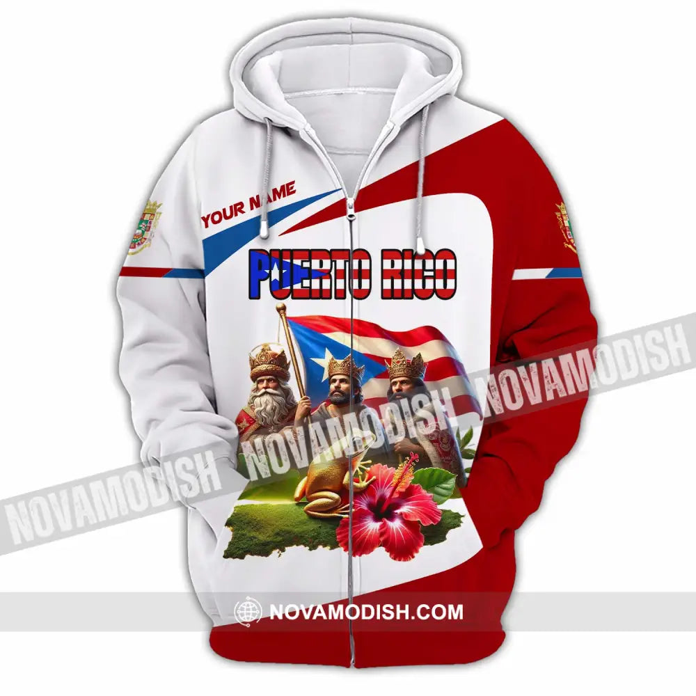 Unisex Shirt Custom Name Puerto Rico Lover Gift Zipper Hoodie / S T-Shirt