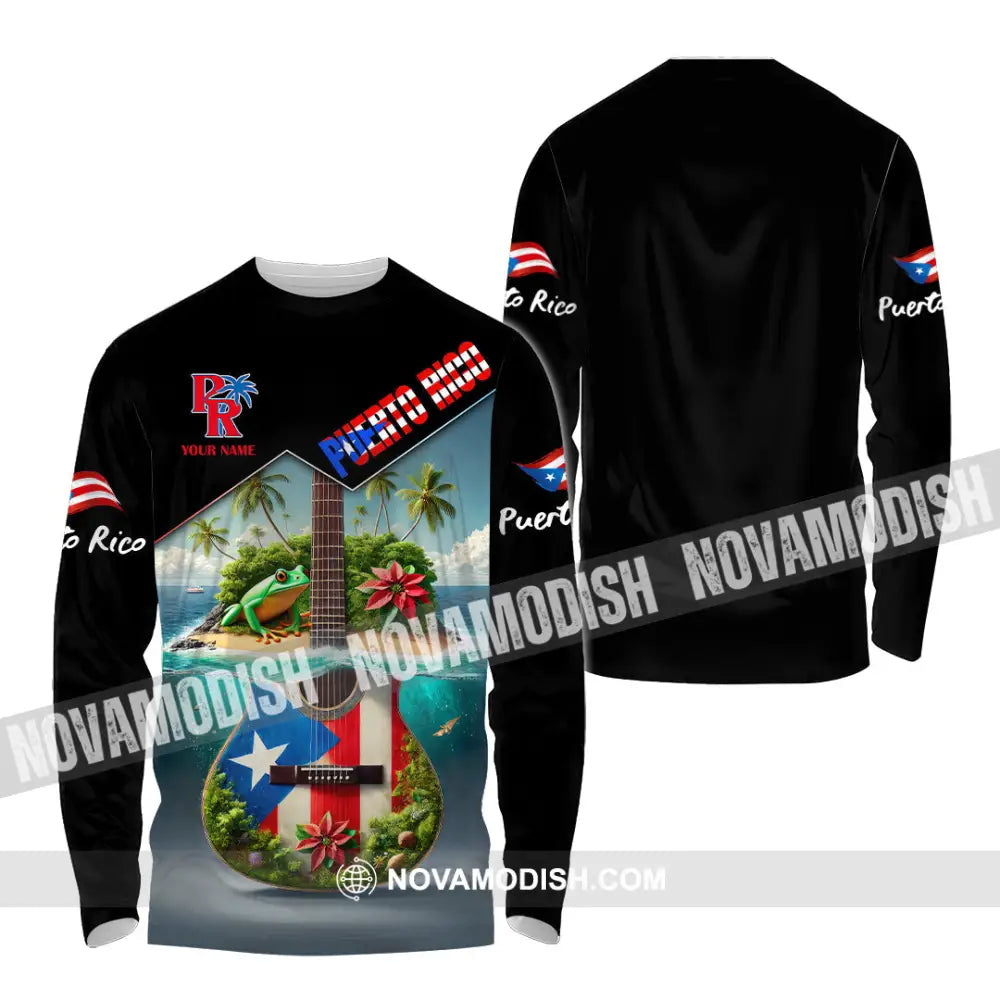 Unisex Shirt Custom Name Puerto Rico Lover Polo Long Sleeve Gift / S T-Shirt