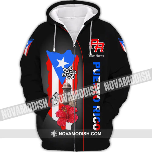 Unisex Shirt Custom Name Puerto Rico Lover Polo Long Sleeve Gift Zipper Hoodie / S T-Shirt