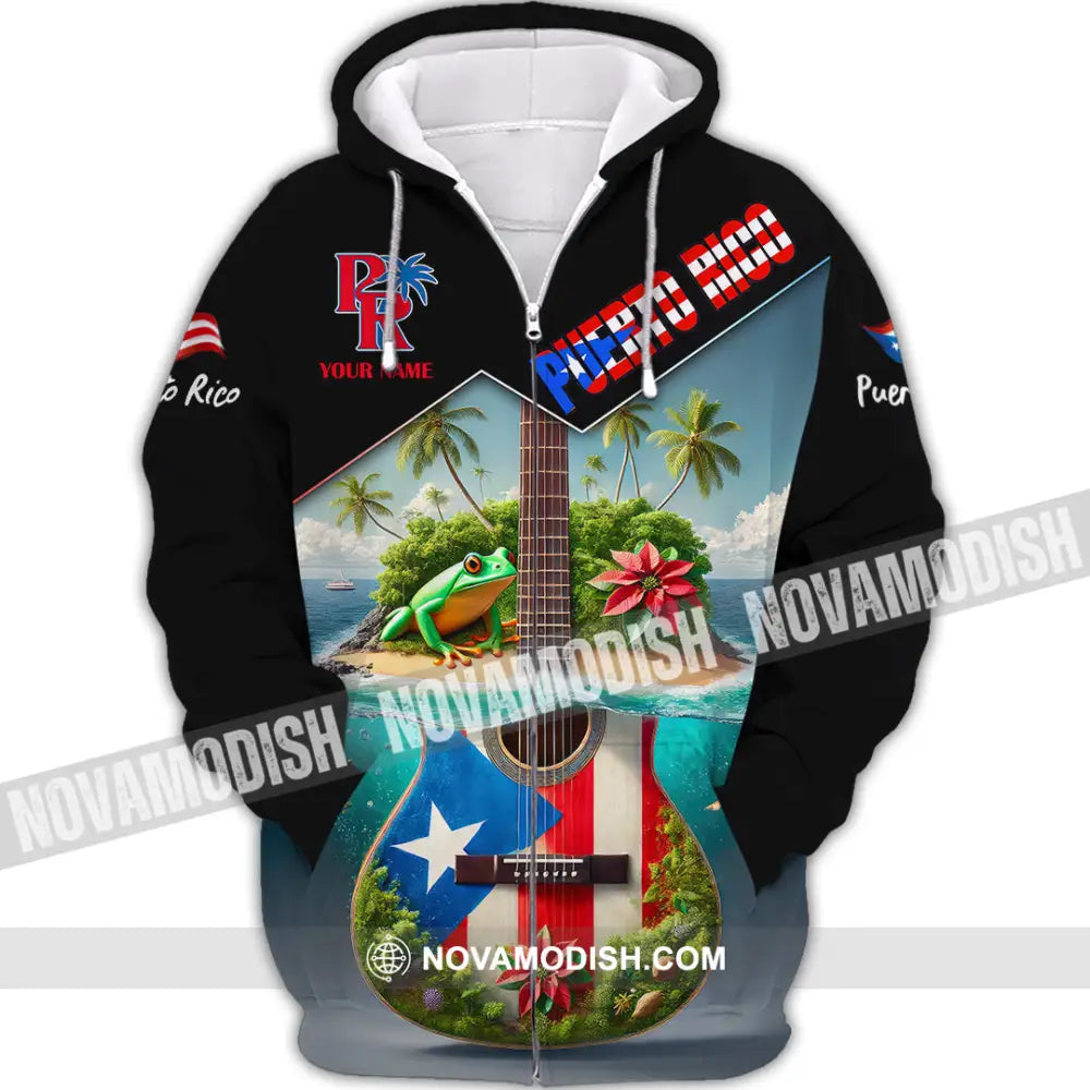 Unisex Shirt Custom Name Puerto Rico Lover Polo Long Sleeve Gift Zipper Hoodie / S T-Shirt