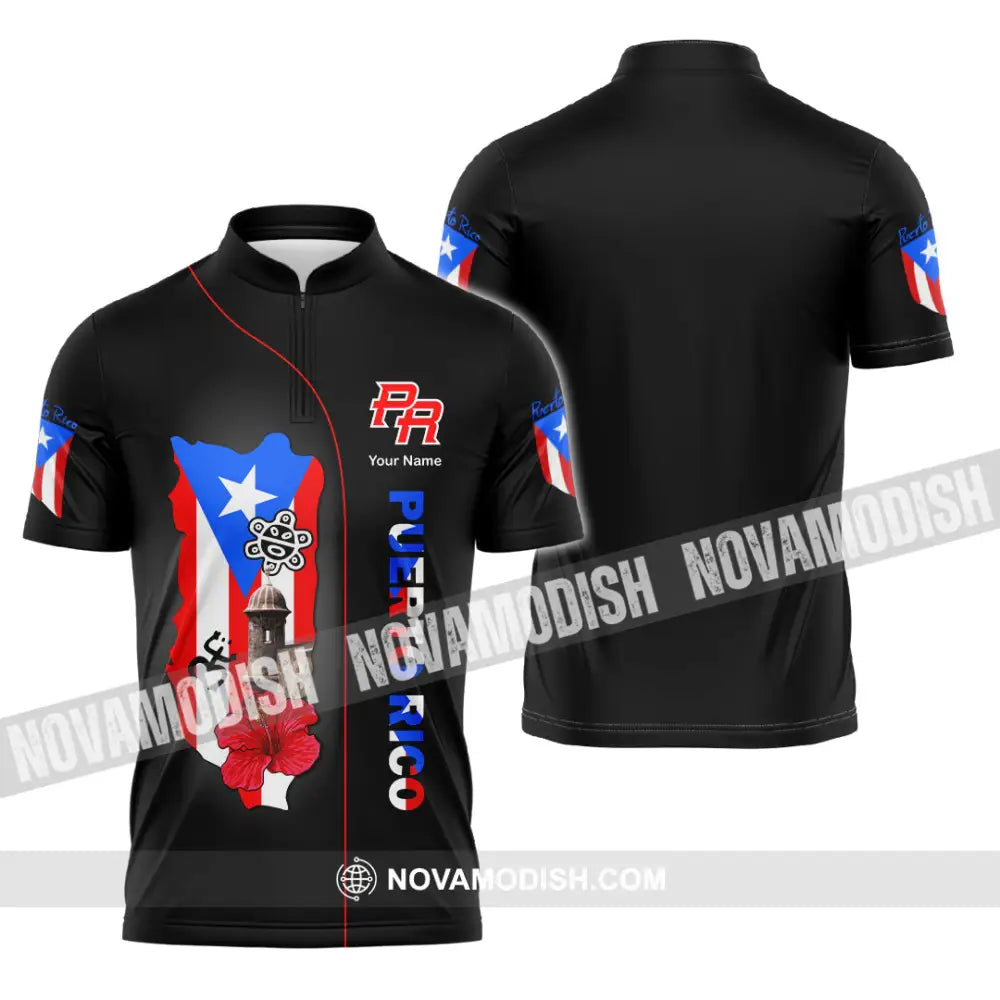 Unisex Shirt Custom Name Puerto Rico Lover Polo Long Sleeve Gift Zipper / S T-Shirt