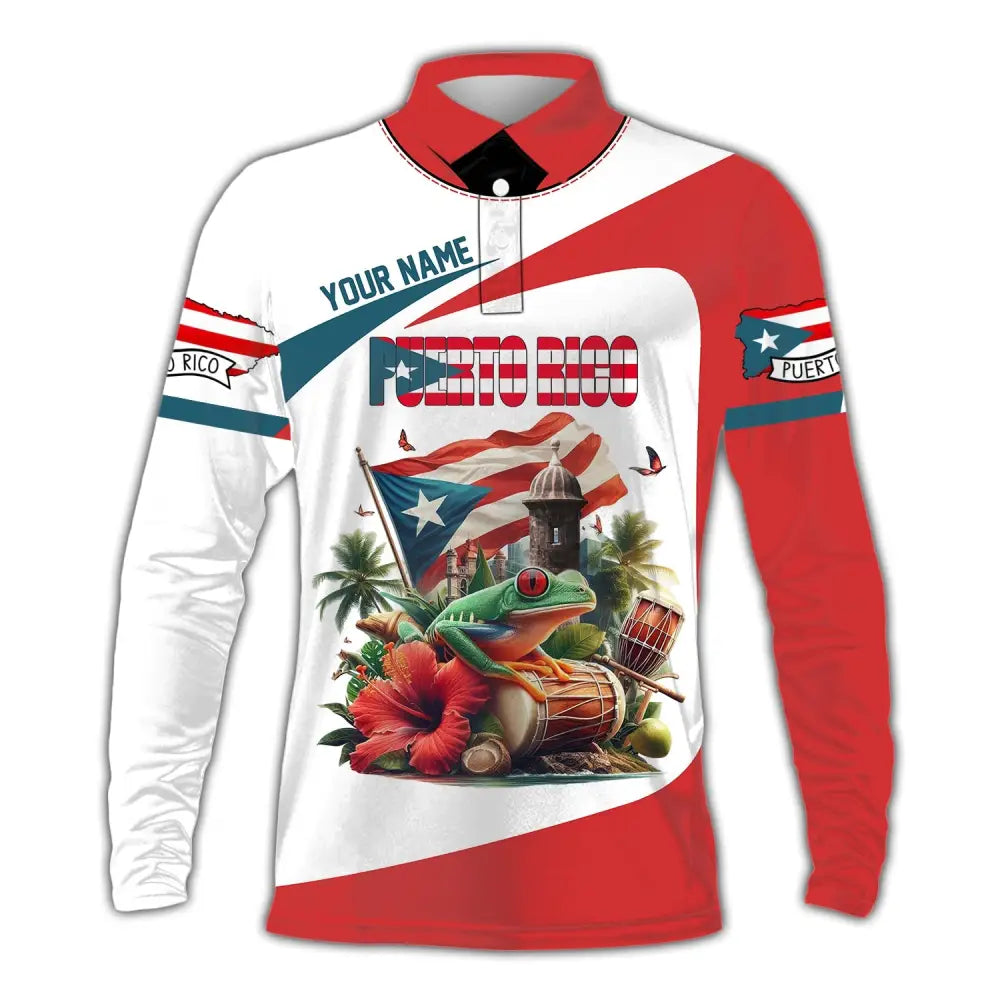 Unisex Shirt Custom Name Puerto Rico Polo Long Sleeve Gift / S T-Shirt