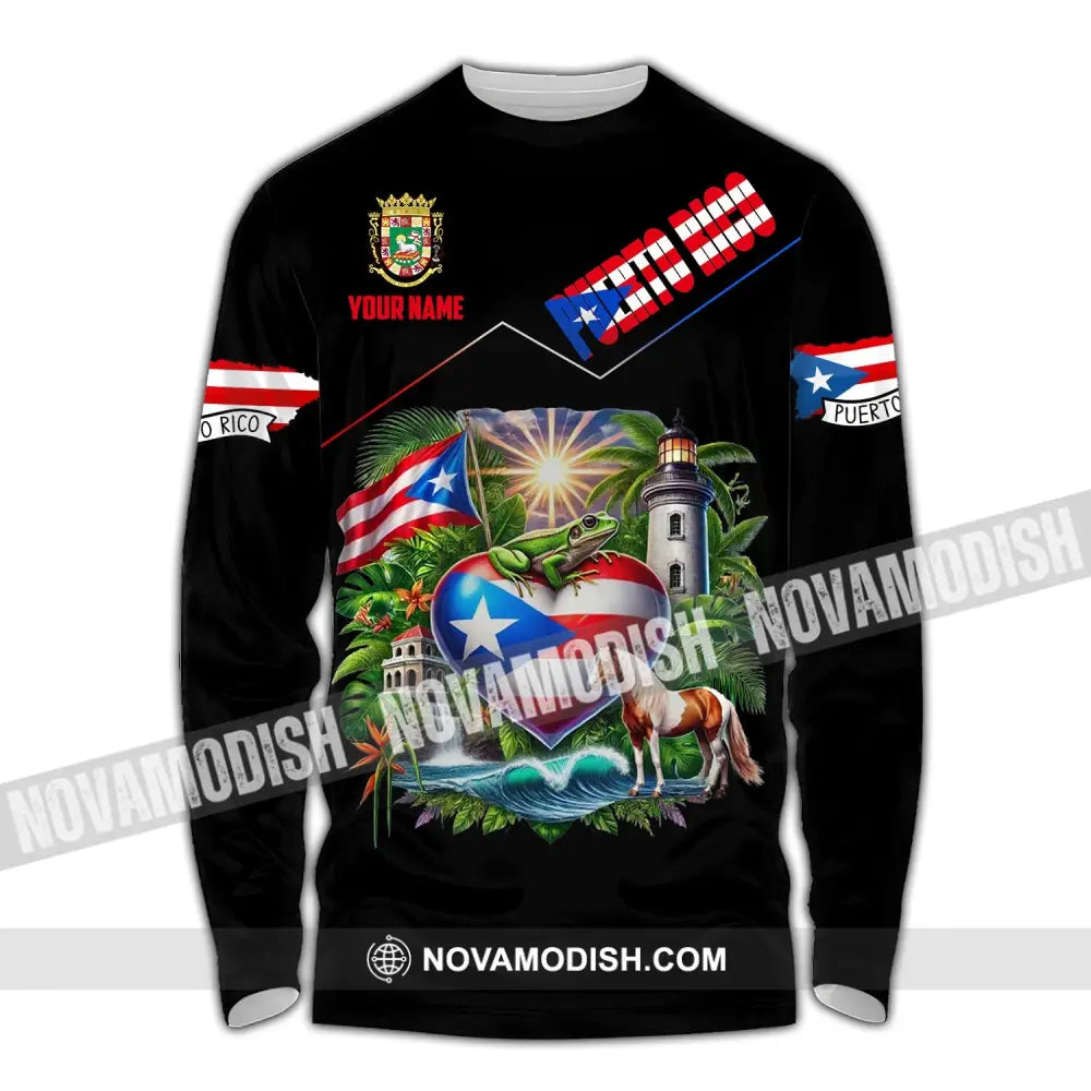 Unisex Shirt Custom Name Puerto Rico Polo Long Sleeve Gift / S T-Shirt