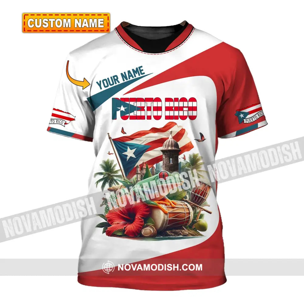 Unisex Shirt Custom Name Puerto Rico Polo Long Sleeve Gift T-Shirt