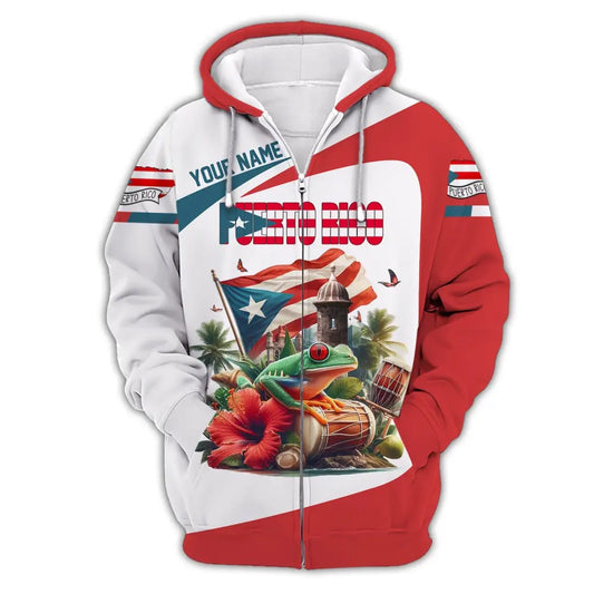 Unisex Shirt Custom Name Puerto Rico Polo Long Sleeve Gift Zipper Hoodie / S T-Shirt