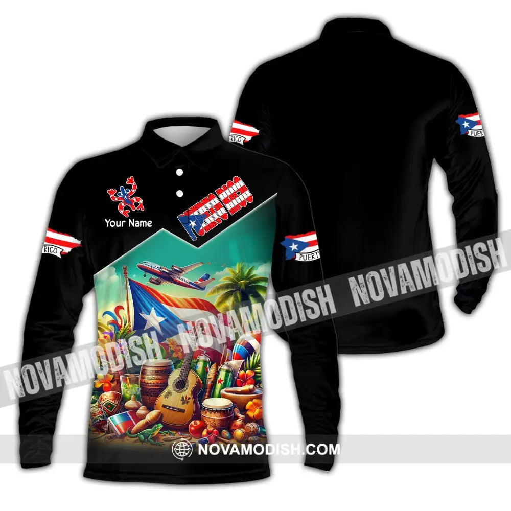 Unisex Shirt Custom Name Puerto Rico Polo Long Sleeve Hoodie Gift Gi240920 / S T-Shirt