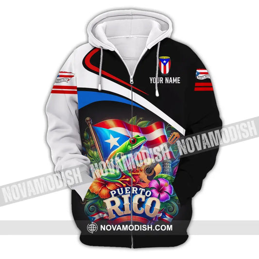 Unisex Shirt - Custom Name Puerto Rico Zipper Hoodie / S T-Shirt