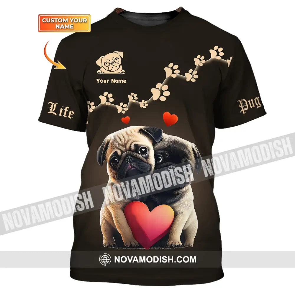 Unisex Shirt Custom Name Pug T-Shirt Hoodie For Lovers