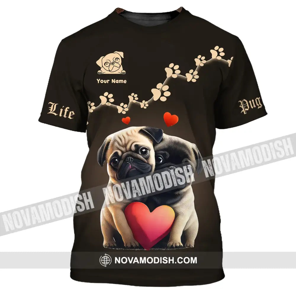 Unisex Shirt Custom Name Pug T-Shirt Hoodie For Lovers / S