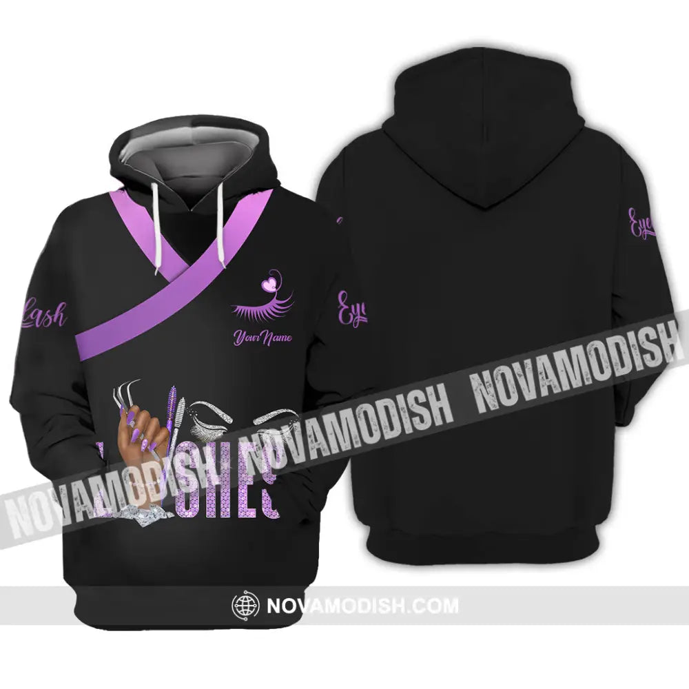 Unisex Shirt - Custom Name Purple Lashes Shirt Hoodie / S T-shirt