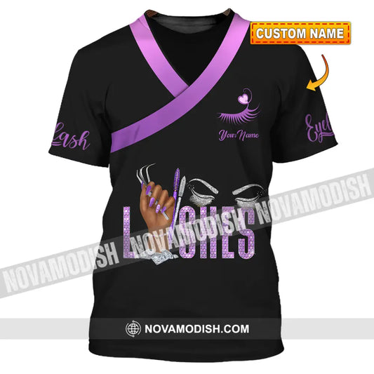 Unisex Shirt - Custom Name Purple Lashes Shirt T-shirt