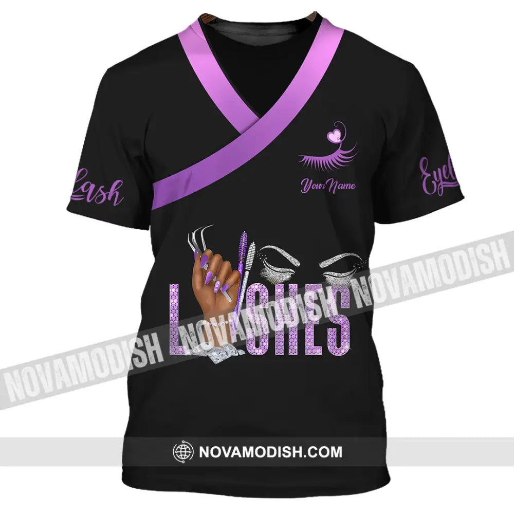 Unisex Shirt - Custom Name Purple Lashes Shirt T-Shirt / S T-shirt