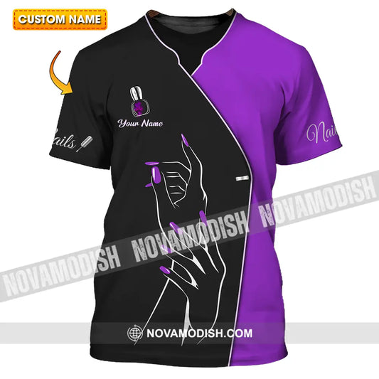 Unisex Shirt - Custom Name Shirt Purple Nails T-shirt