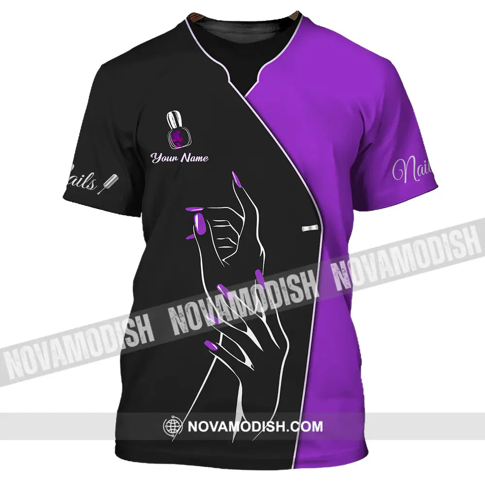 Unisex Shirt - Custom Name Shirt Purple Nails T-Shirt / S T-shirt