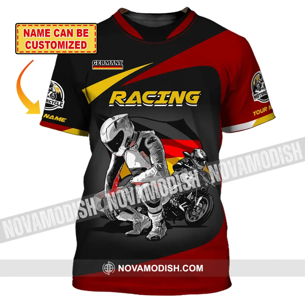 Unisex Shirt Custom Name Racing Germany Polo Long Sleeve Motorcycle T-Shirt