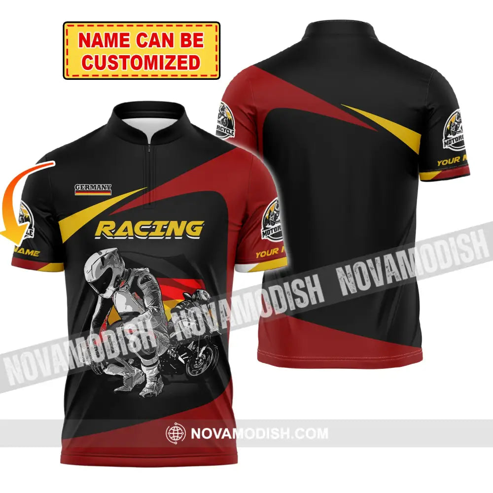 Unisex Shirt Custom Name Racing Germany Polo Long Sleeve Motorcycle T-Shirt