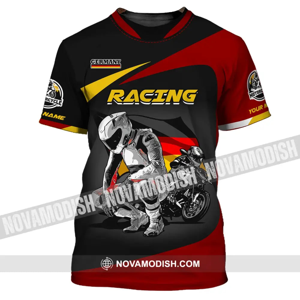 Unisex Shirt Custom Name Racing Germany Polo Long Sleeve Motorcycle T-Shirt / S