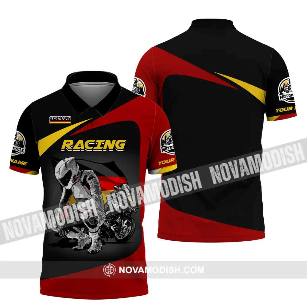 Unisex Shirt Custom Name Racing Germany Polo Long Sleeve Motorcycle T-Shirt / S