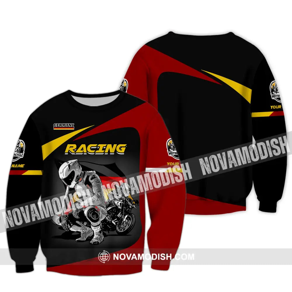 Unisex Shirt Custom Name Racing Germany Polo Long Sleeve Motorcycle T-Shirt / S