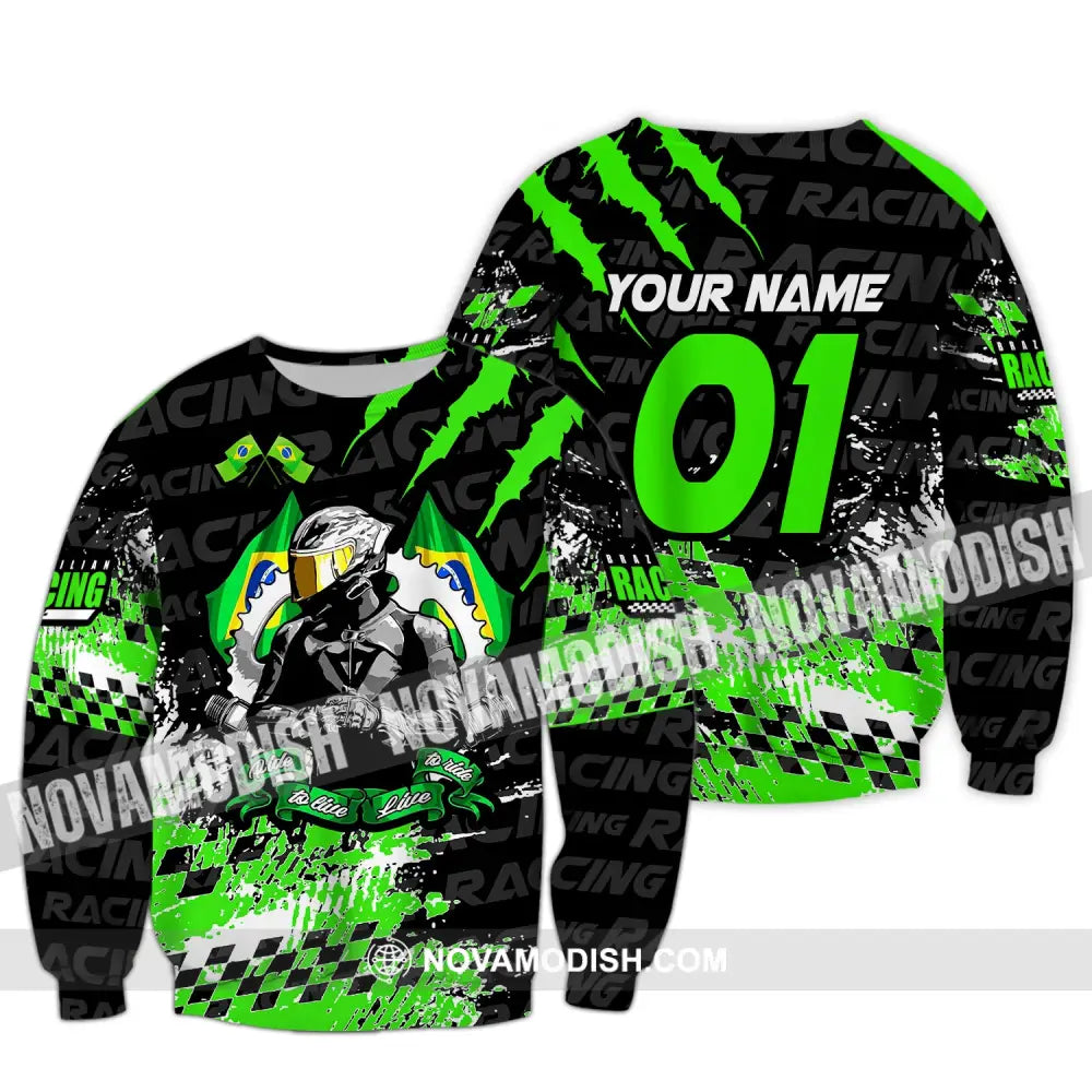 Unisex Shirt Custom Name Racing Polo Long Sleeve T-Shirt / S