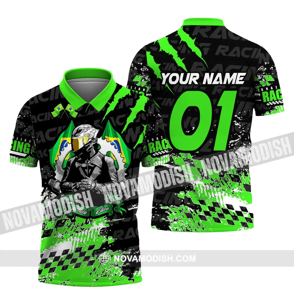 Unisex Shirt Custom Name Racing Polo Long Sleeve T-Shirt / S