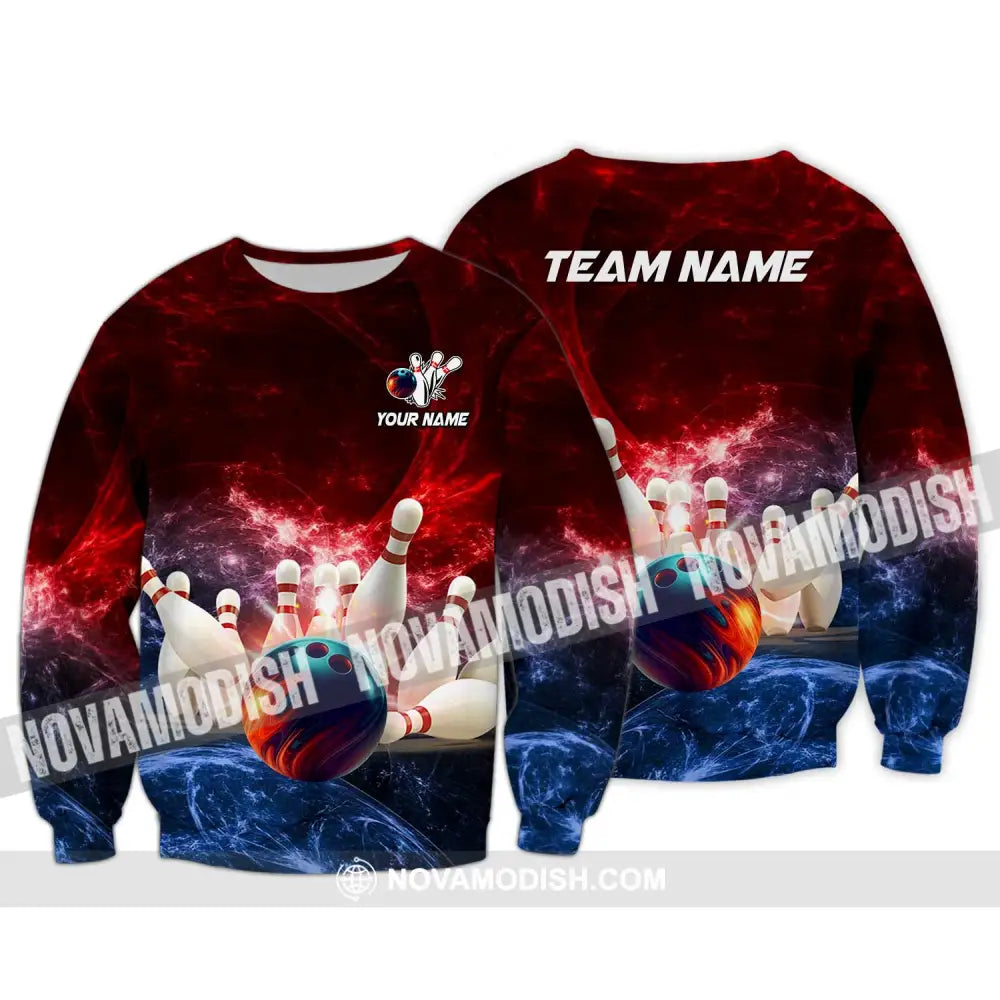 Unisex Shirt - Custom Name Shirt Red Bowling Long Sleeve / S T-shirt