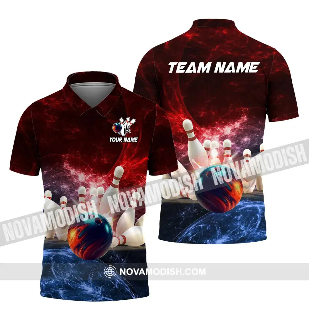 Unisex Shirt - Custom Name Shirt Red Bowling Polo Shirt / S T-shirt