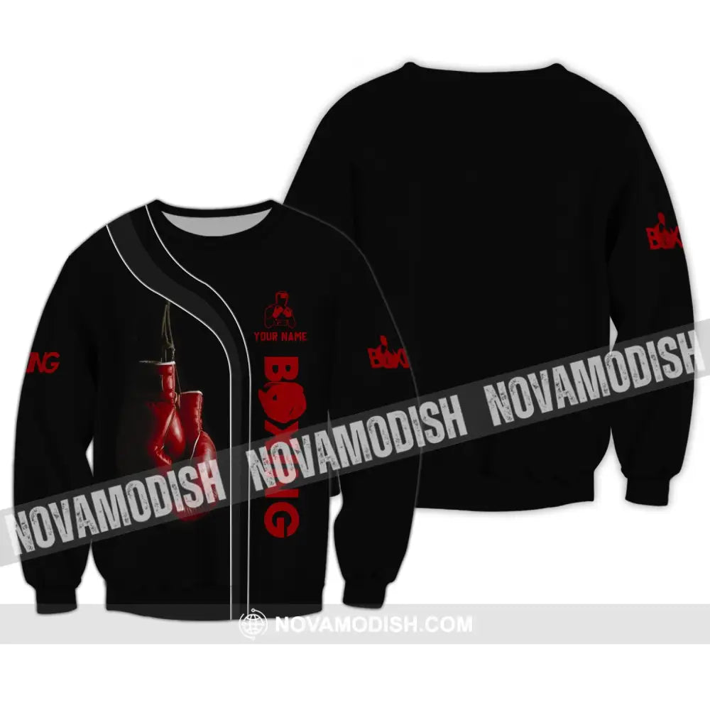 Unisex Shirt - Custom Name Shirt - Red Boxing Gloves Shirt Long Sleeve / S T-shirt