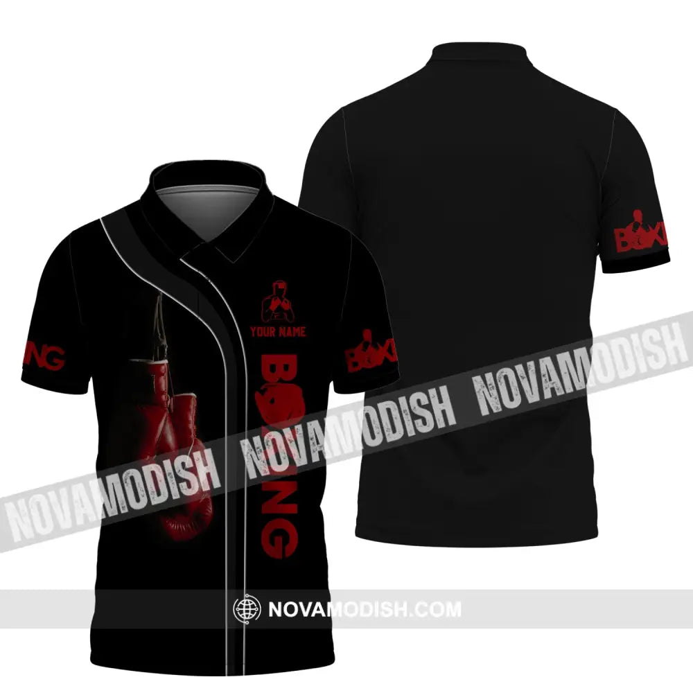 Unisex Shirt - Custom Name Shirt - Red Boxing Gloves Shirt Polo Shirt / S T-shirt