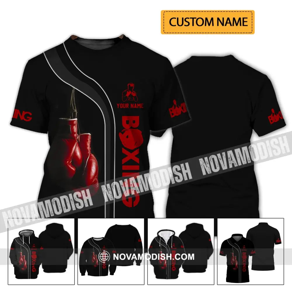 Unisex Shirt - Custom Name Shirt - Red Boxing Gloves Shirt T-shirt