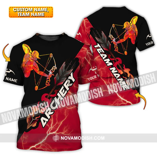 Unisex Shirt - Custom Name Red Fire Archery Shirt T-shirt