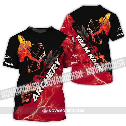 Unisex Shirt - Custom Name Red Fire Archery Shirt T-Shirt / S T-shirt