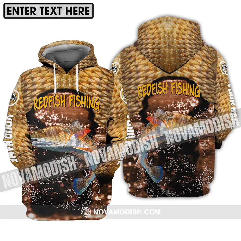Unisex Shirt - Custom Name Shirt Redfish Fishing Hoodie / S T-shirt