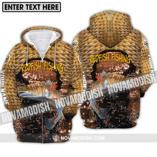 Unisex Shirt - Custom Name Shirt Redfish Fishing Zipper Hoodie / S T-shirt