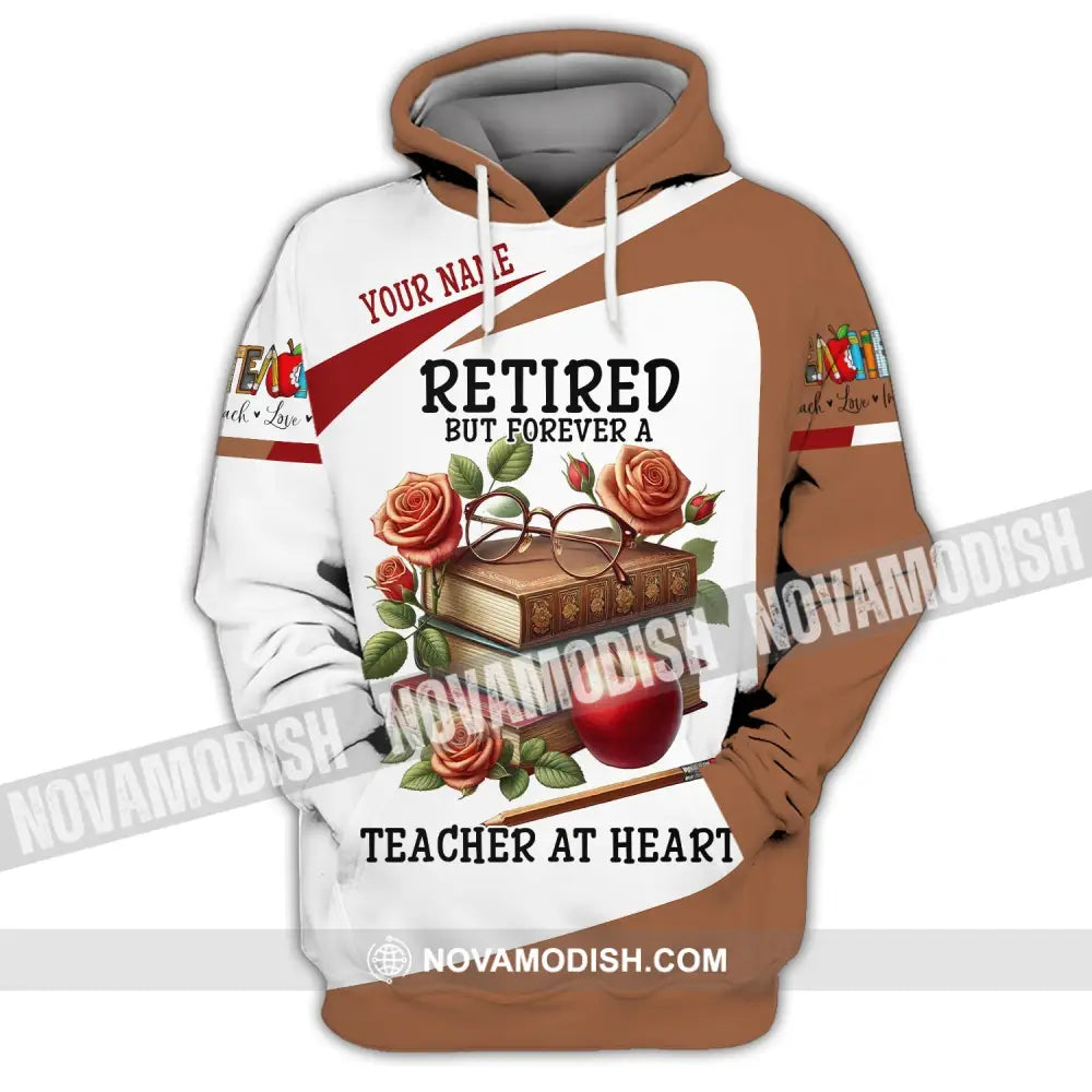 Unisex Shirt Custom Name Retired Teacher Polo Long Sleeve For Hoodie / S T-Shirt