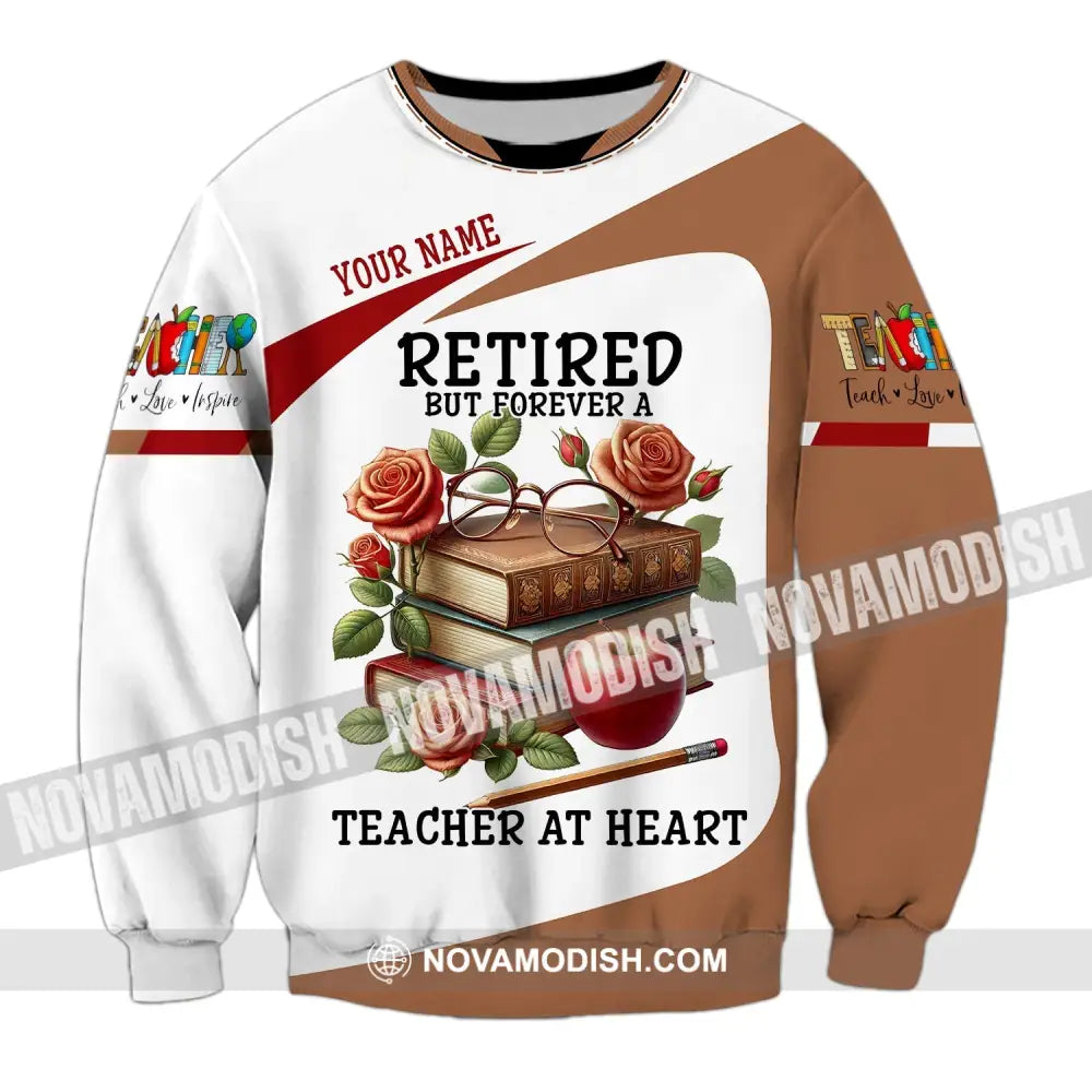 Unisex Shirt Custom Name Retired Teacher Polo Long Sleeve For / S T-Shirt