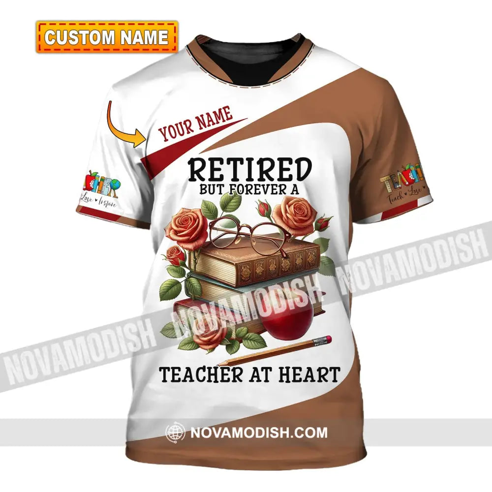 Unisex Shirt Custom Name Retired Teacher Polo Long Sleeve For T-Shirt