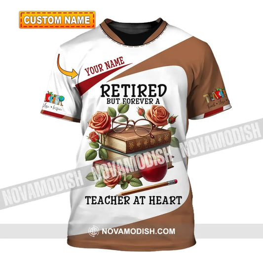 Unisex Shirt Custom Name Retired Teacher Polo Long Sleeve For T-Shirt