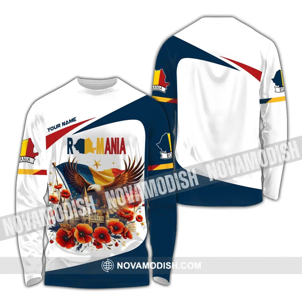 Unisex Shirt Custom Name Romania Polo Long Sleeve Gift / S T-Shirt