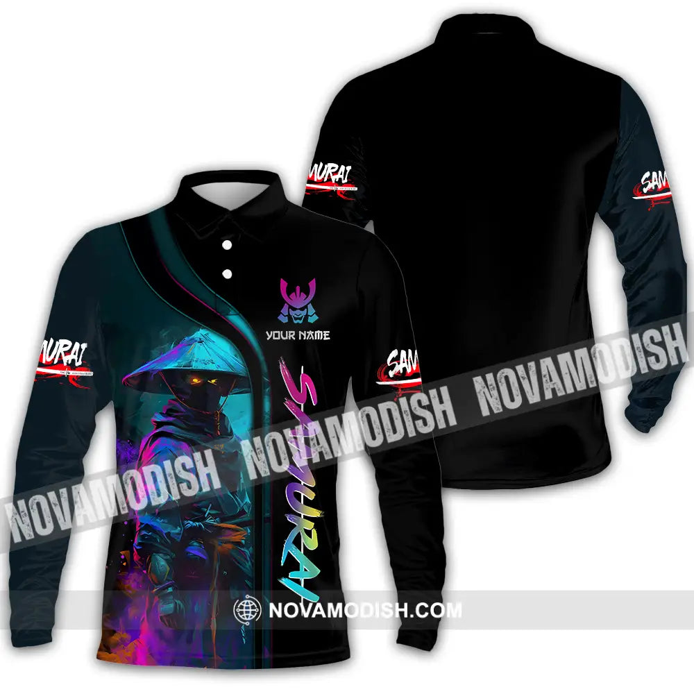 Unisex Shirt - Custom Name Samurai Shirt Colorful Long Sleeve Polo / S T-shirt