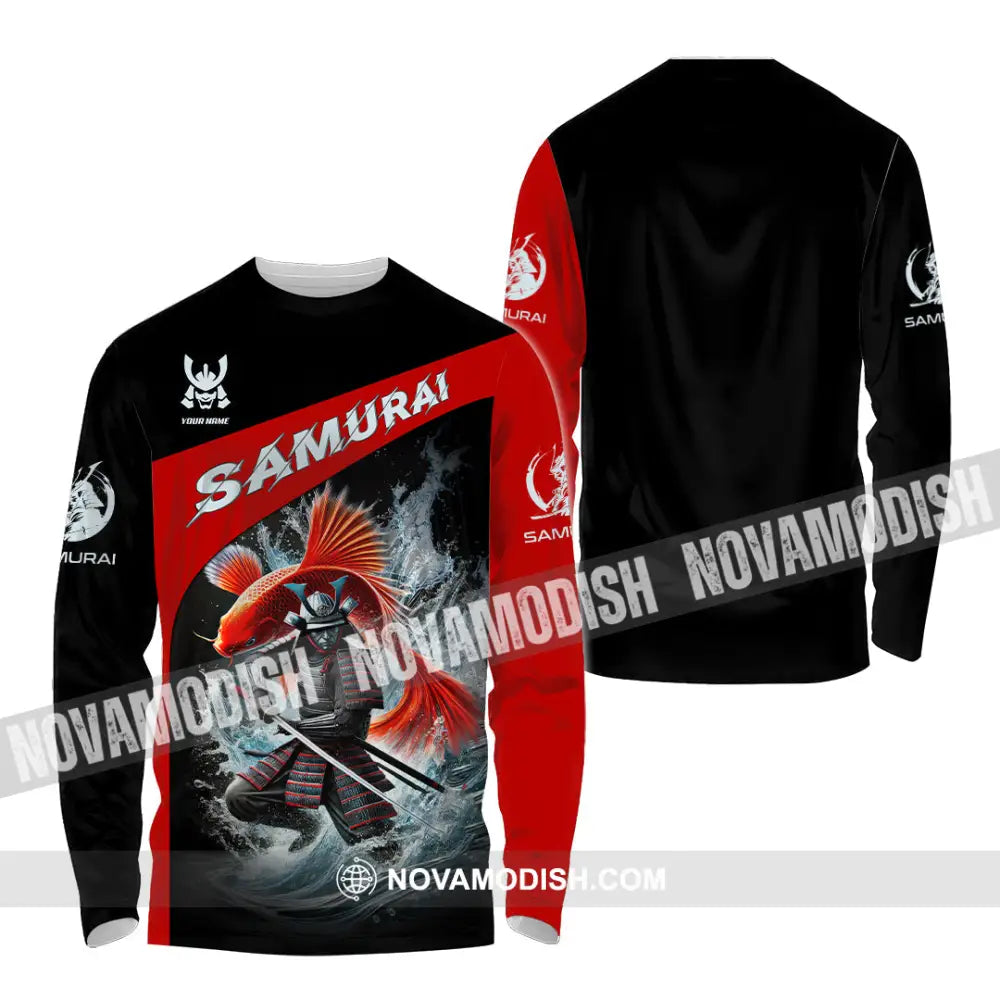 Unisex Shirt Custom Name Samurai Japanese T-Shirt Lover Gift Long Sleeve / S T-Shirt