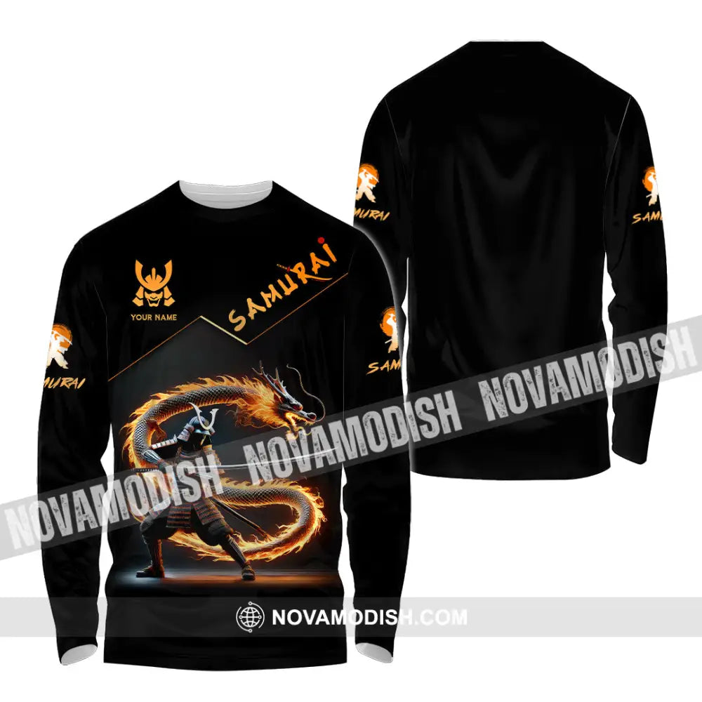 Unisex Shirt Custom Name Samurai Japanese T-Shirt Lover Gift Long Sleeve / S T-Shirt